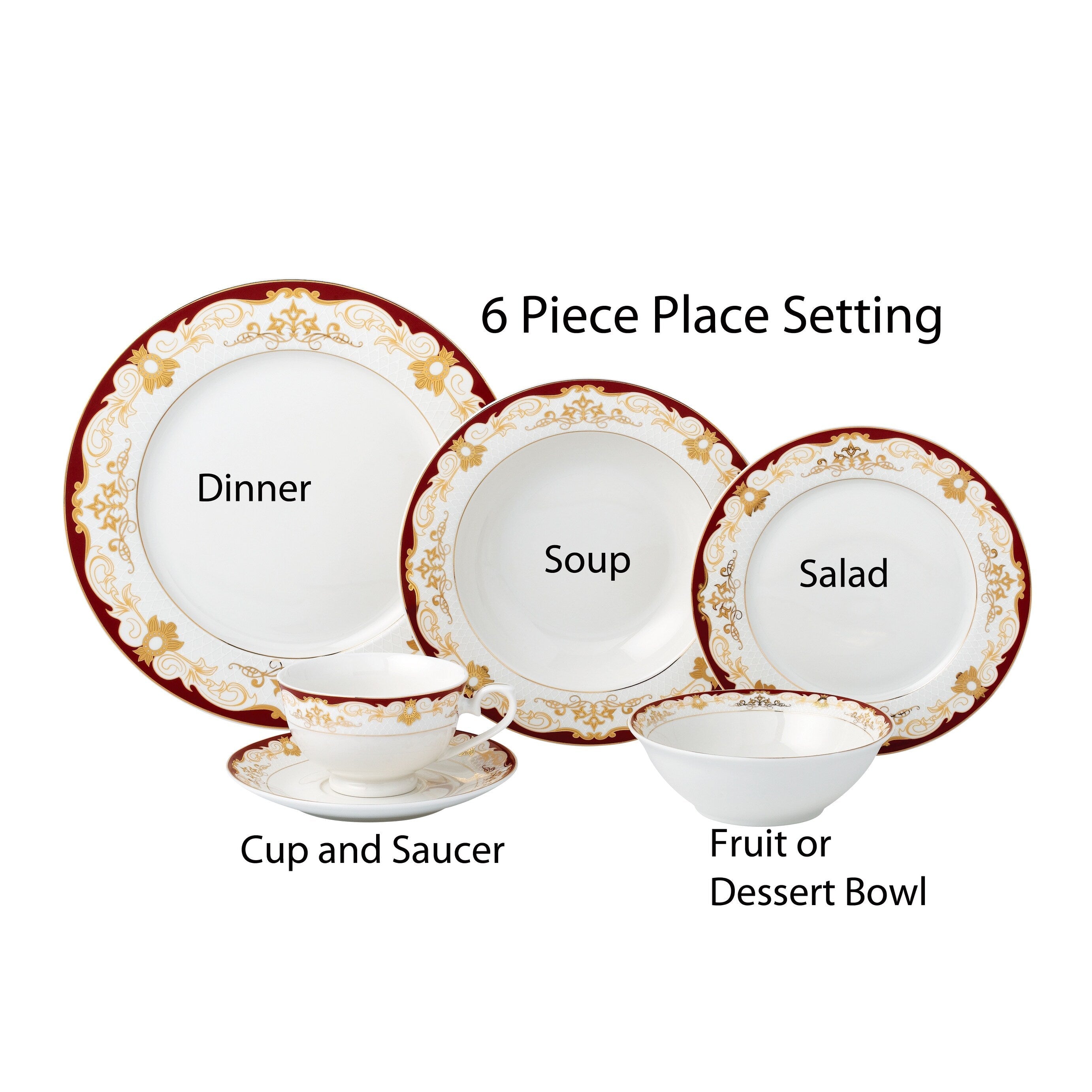 24 Piece Dinnerware Set-Bone China, Service for 4 by Lorren Home Trends