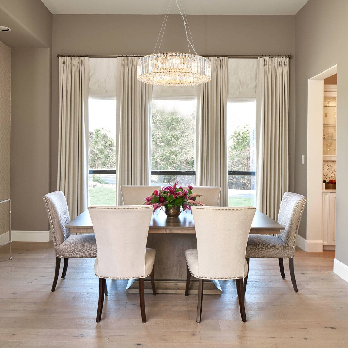 24.8 in. 8-Light Farmhouse Chandelier, Crystal Chandelier, Drum Chandelier for Dining Room Living Room Bedroom Kitchen