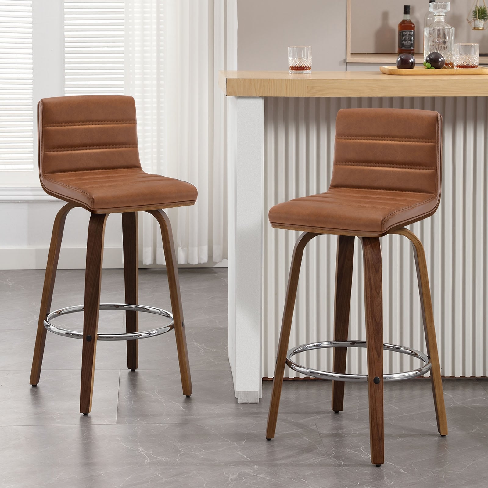 26/29 Faux Leather Swivel Bar/Counter Stools, Set of 2/3