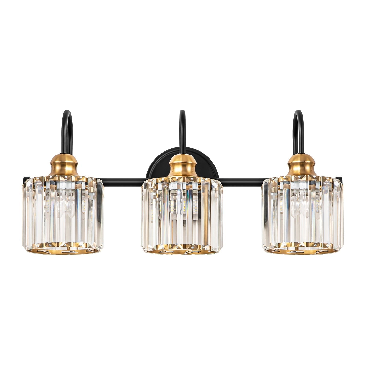 3/4-Light Modern Glam Linear Dimmable Crystal Bathroom Vanity Lights Over Mirror