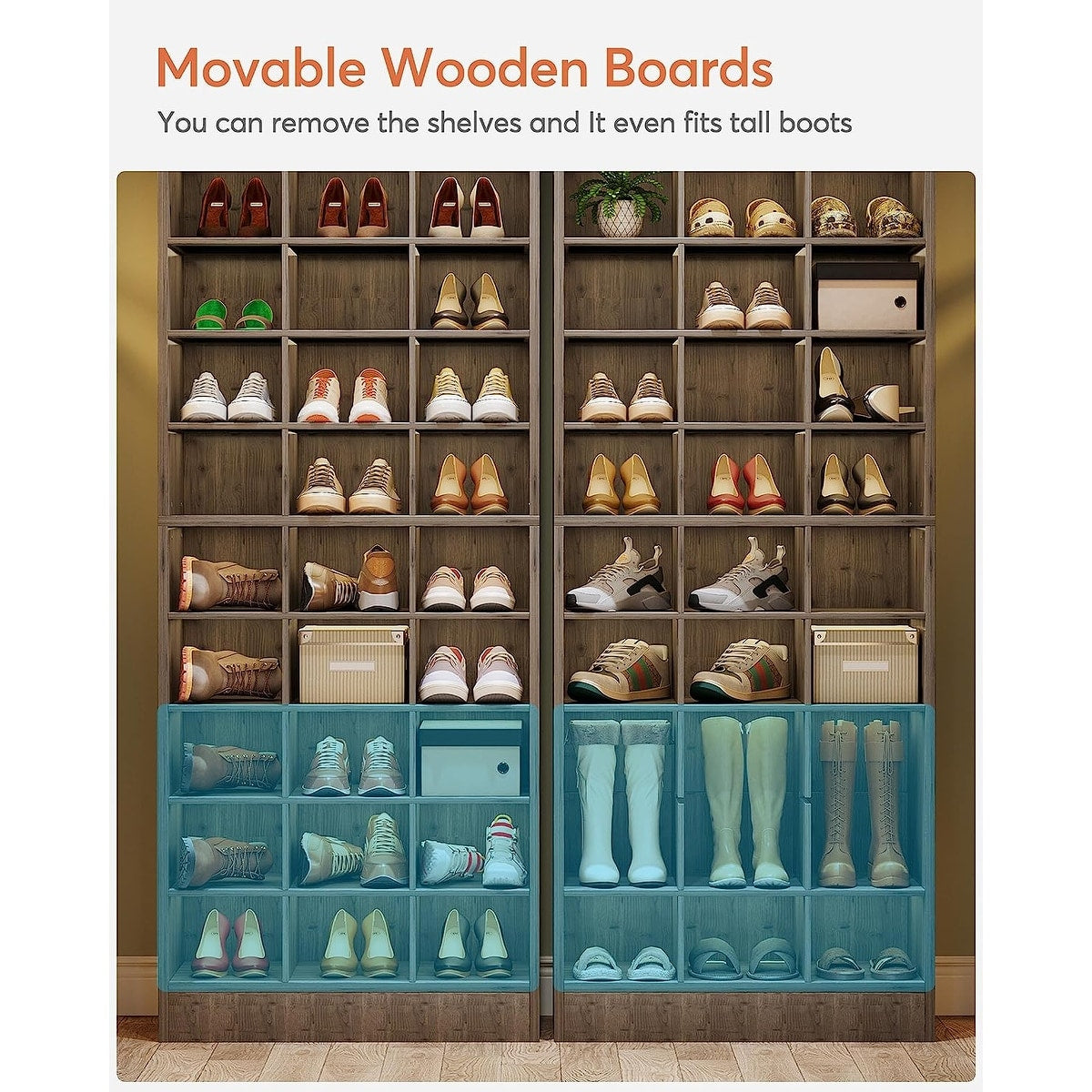 30 Pairs Tall Shoe Cabinet, 10 Tiers White Wooden Shoe Storage Rack for Closet, Entryway - 10-tier