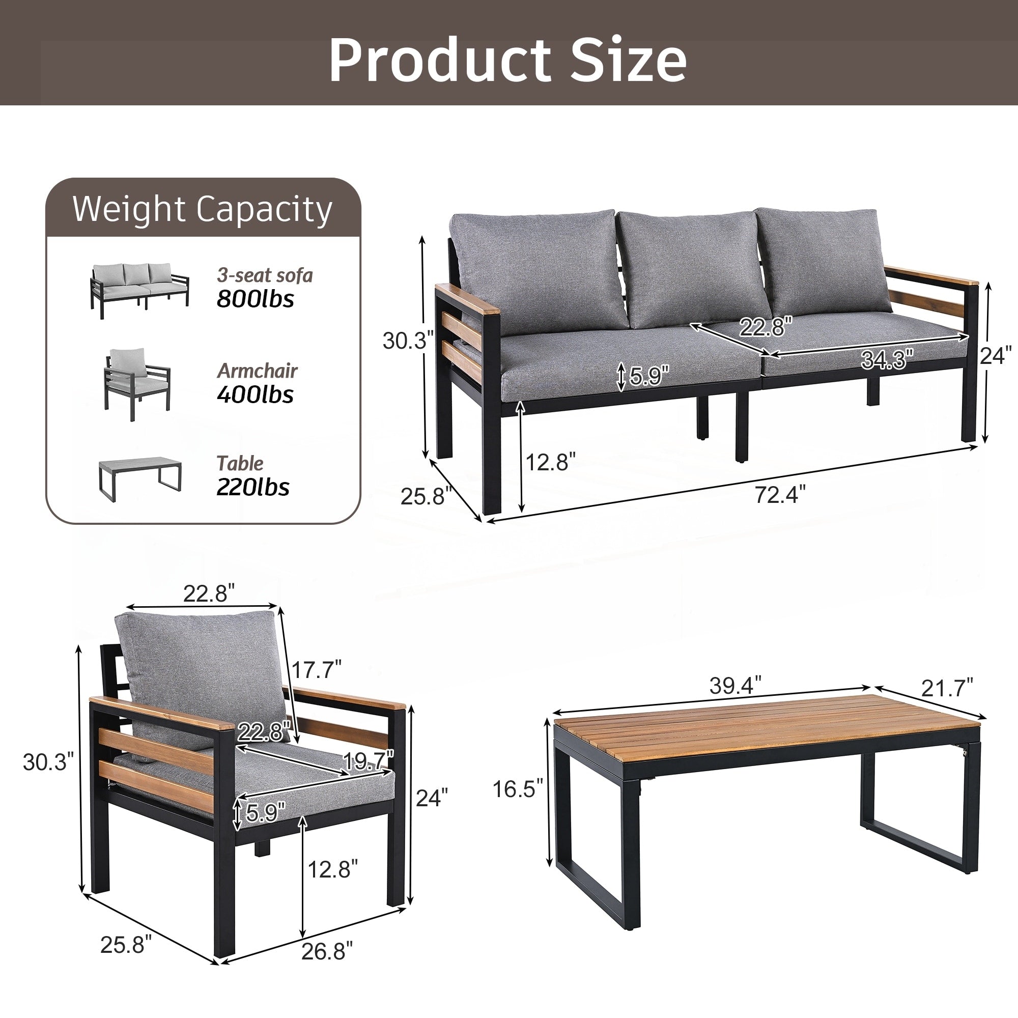 4-Piece Outdoor Furniture Sofa Set