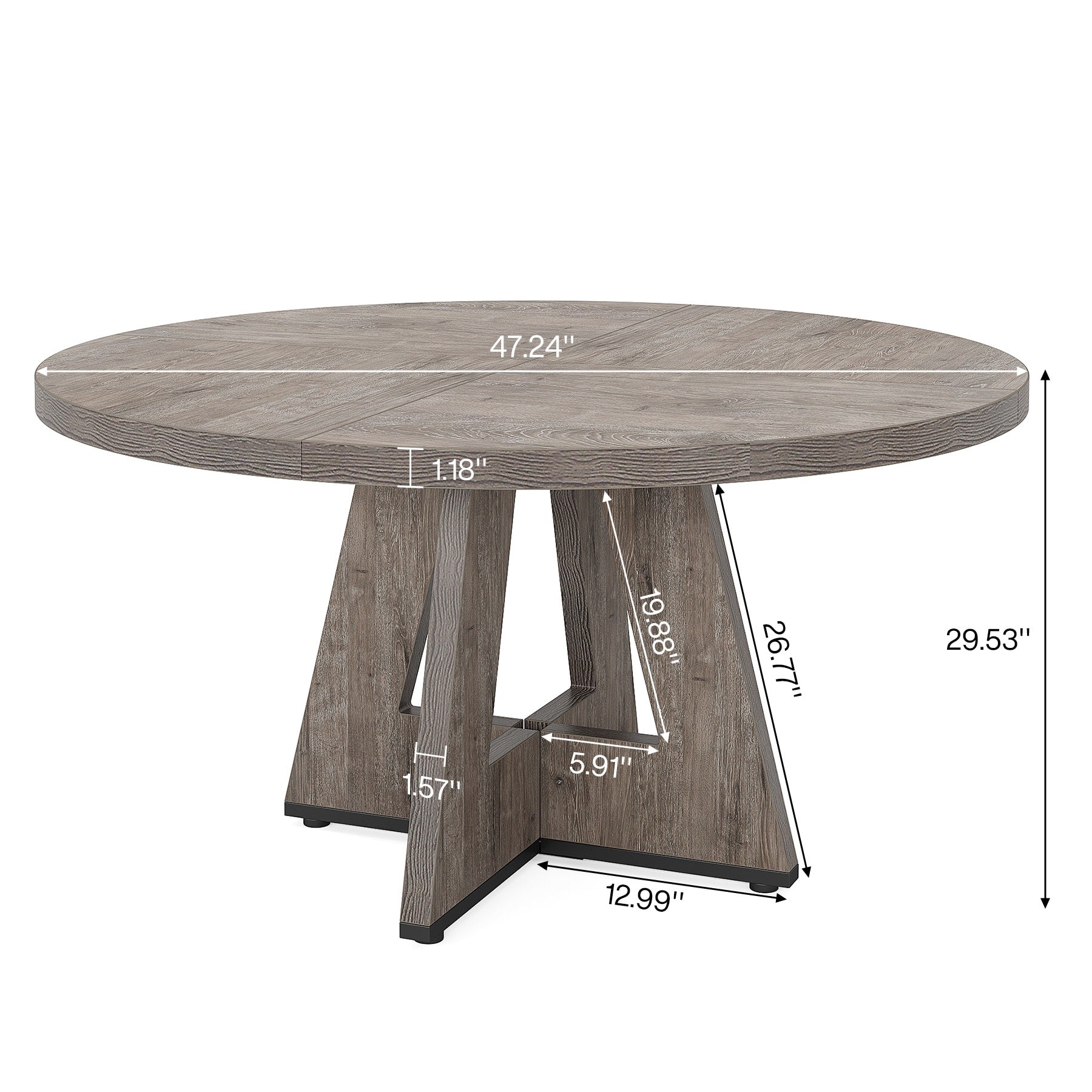 47 Round Dining Table for 4, Farmhouse Kitchen Table Small Dinner Table Wood Kitchen Table for Dining Room Living Room