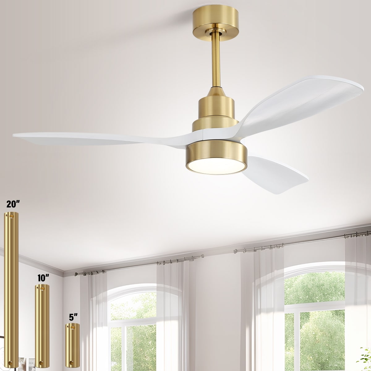 48 and 52 Integrated LED Ceiling Fan with Light and Remote, Reversible DC Motor