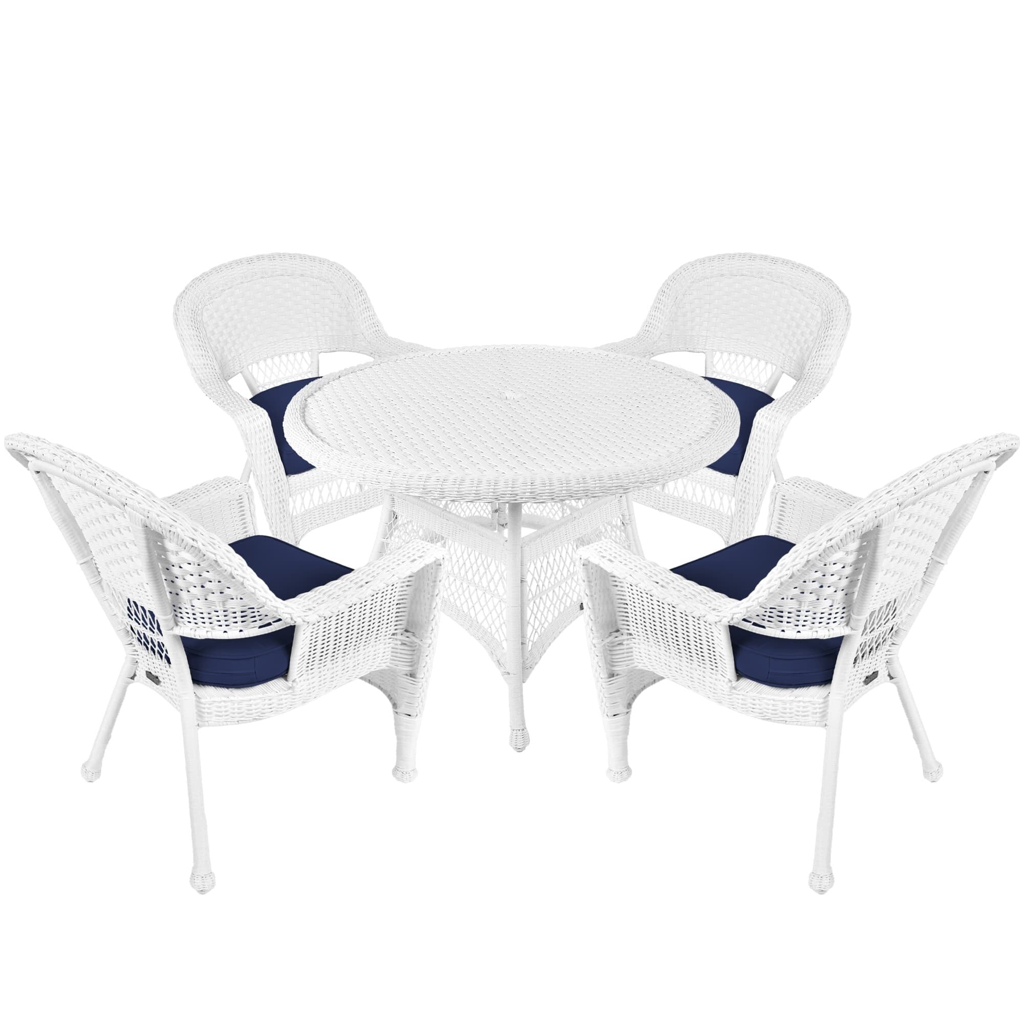 5-piece White Resin Wicker Dining Set