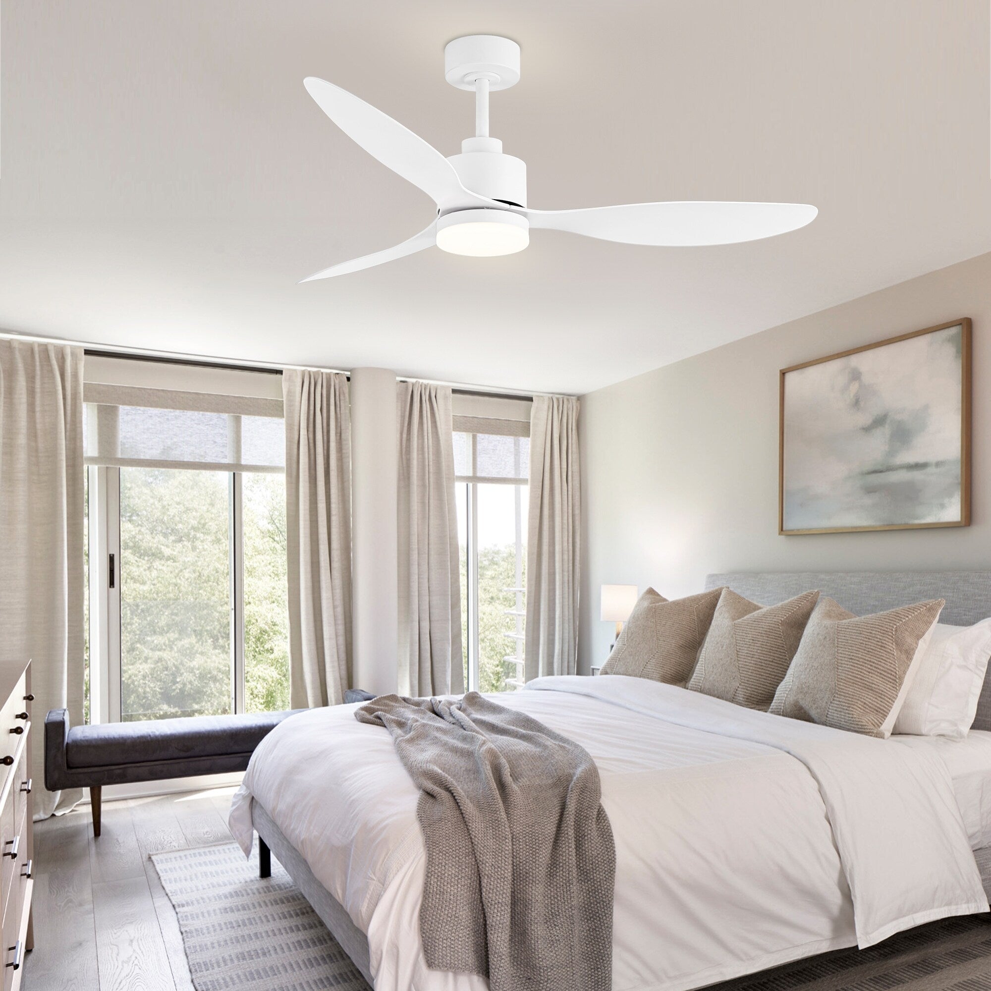 52 Inch LED Ceiling Fan with Lights Remote(3-Blade)