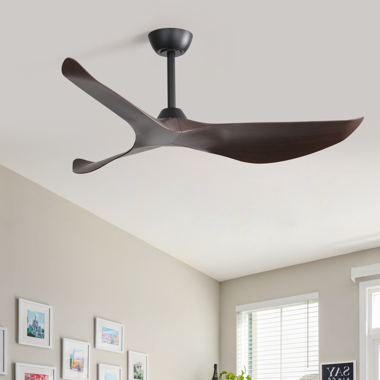 52 inch Modern Solid Wood / ABS Ceiling Fan With Remote Control(No Light),6 WInd Speed,Reversible Airflow