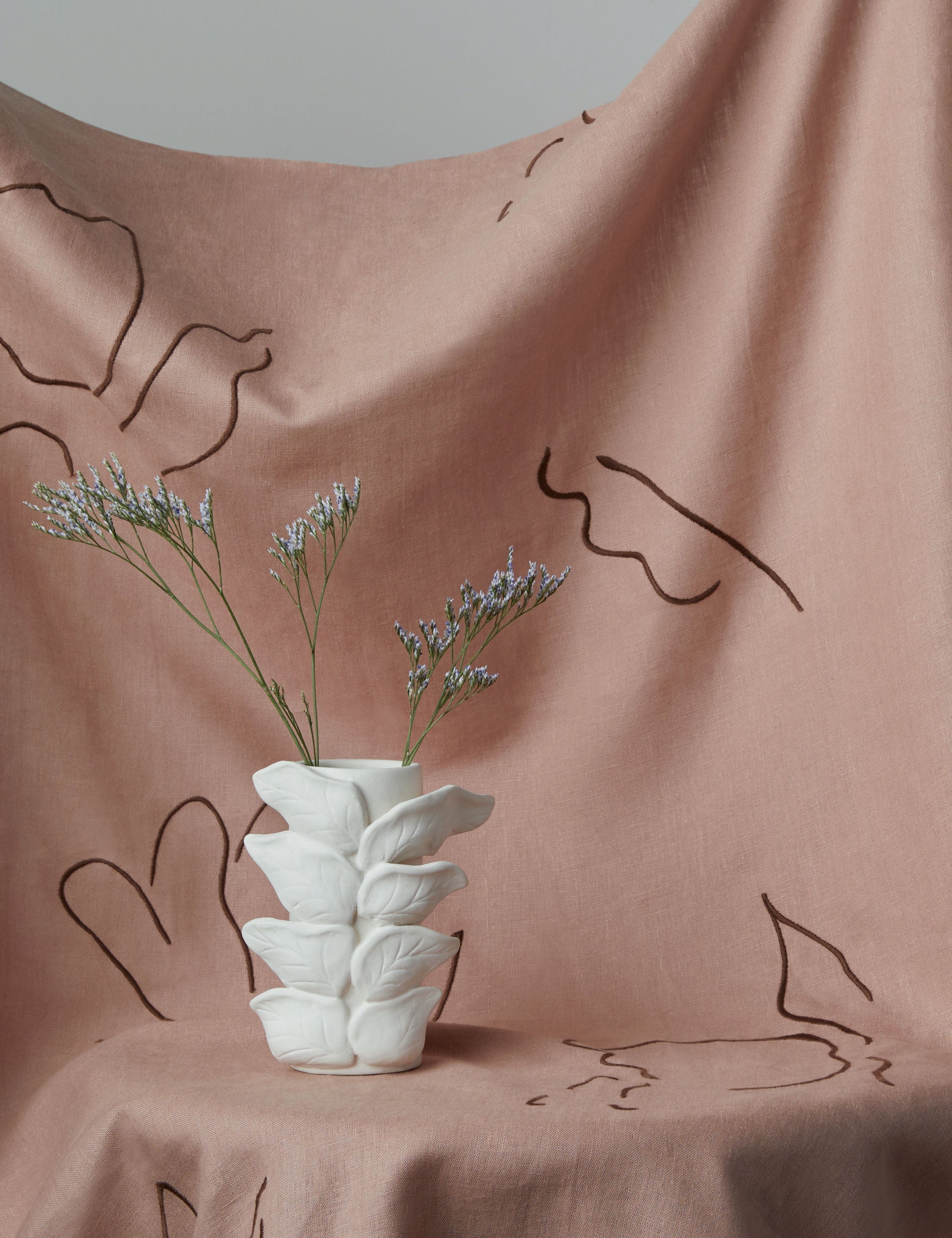 Narsi Embroidered Linen Fabric by Sarah Sherman Samuel