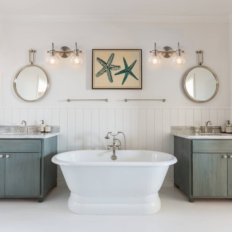 2/3 Light Bathroom Vanity Light Wall Sconce with Glass Shade