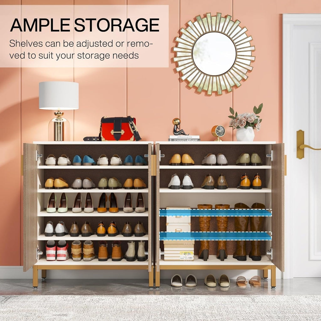 20 Pairs Modern Shoe Storage Cabinet with Doors, 6-Tier Freestanding Entryway Shoe Organizer Rack