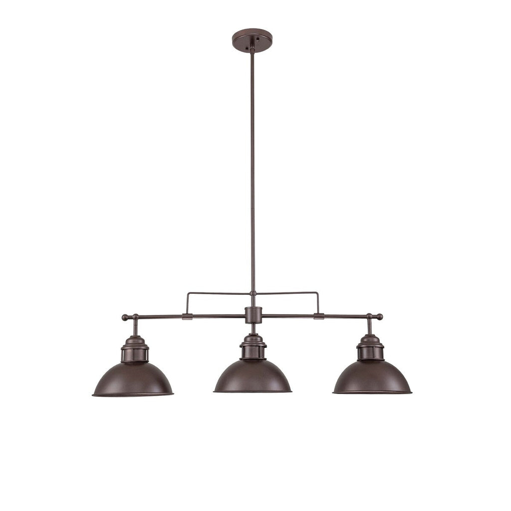 3-Light Industrial Farmhouse Dome Pendant Metal Linear Kitchen Island Pendant Light Oil Rubbed Bronze Finish