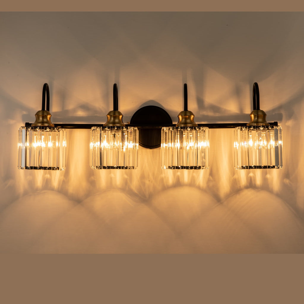 3/4-Light Modern Glam Linear Dimmable Crystal Bathroom Vanity Lights Over Mirror