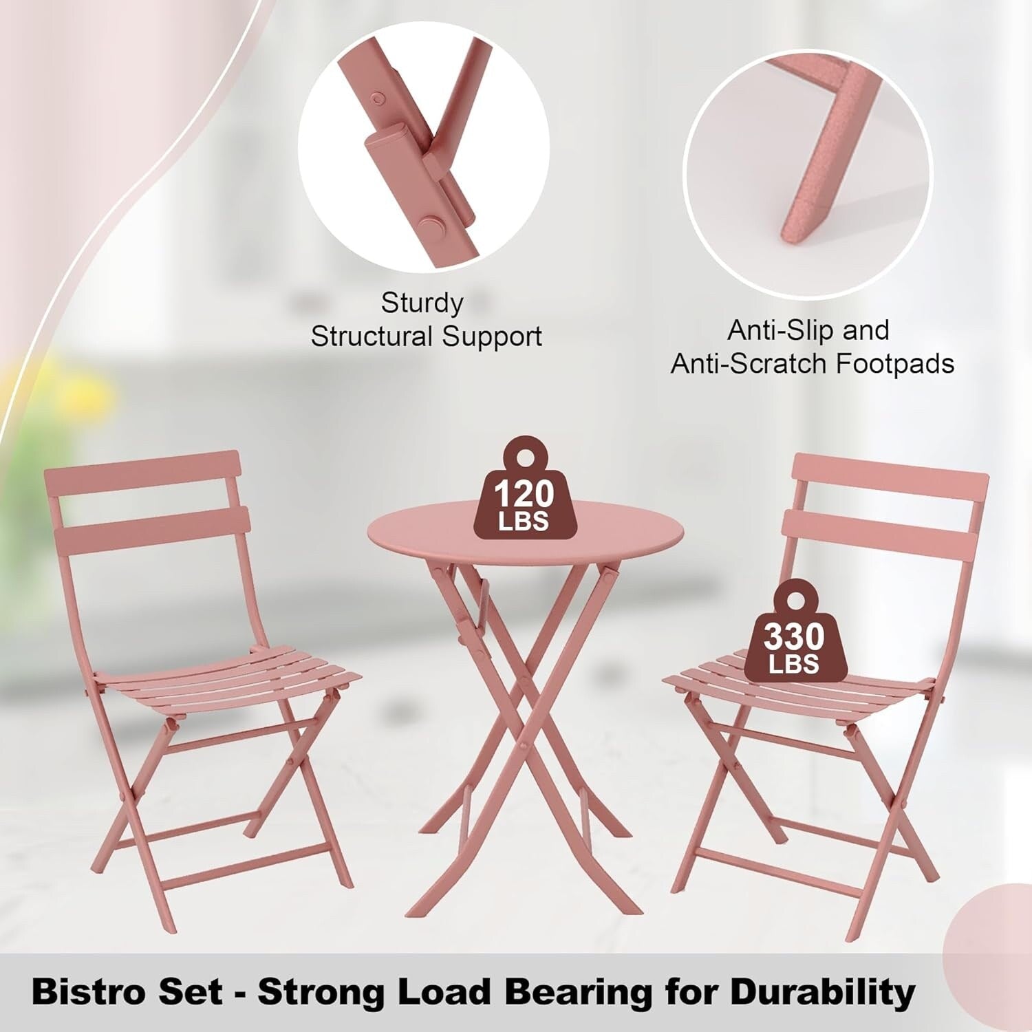 3 Pieces Patio Bistro Sets