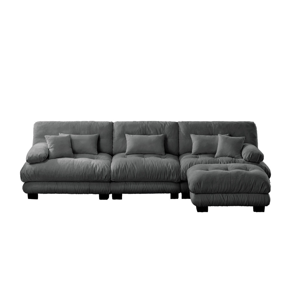3-Seat Modular Sectional Sofa Deep Seat Couch L Shaped Cloud Couch with Convertible Ottoman for Living Room