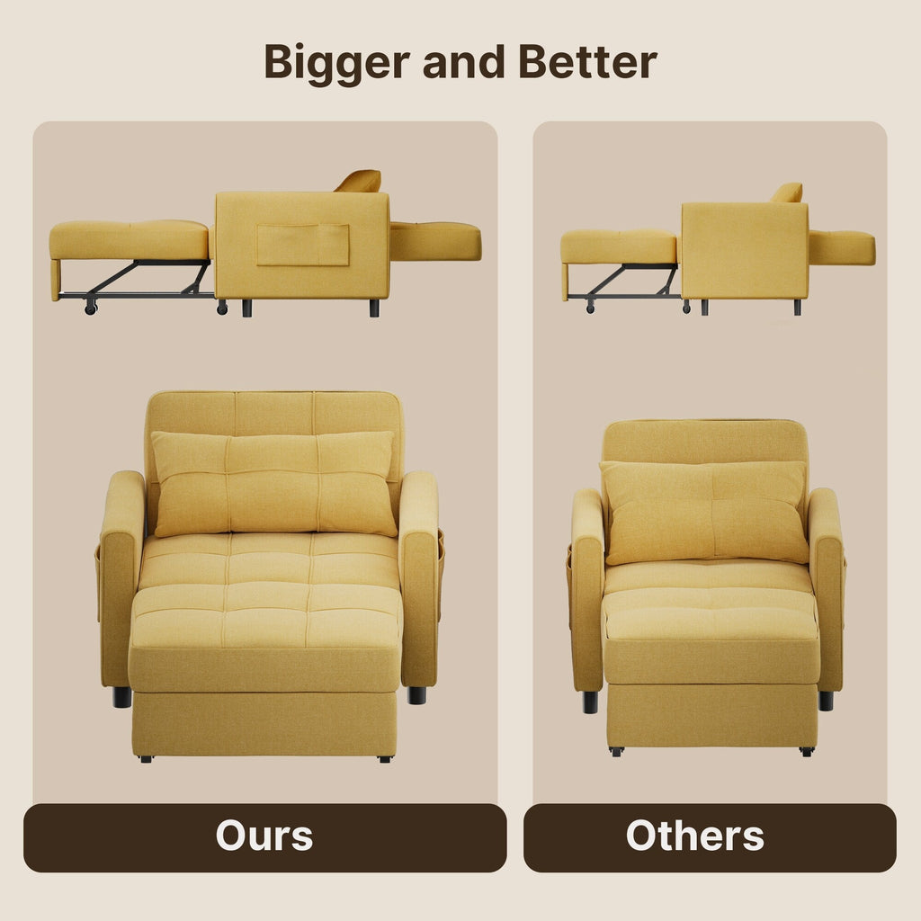 3-in-1 Adjustable Sleeper Sofa Bed, Pull Out Chair Sofa, Convertible Folding Bed for Living Room