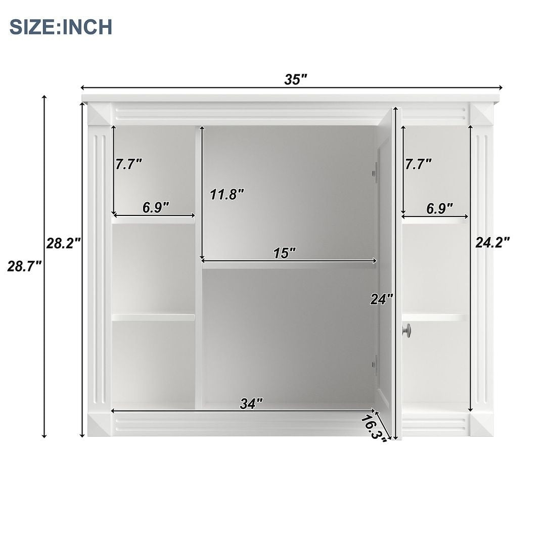 36'' Modern Bathroom Vanity with Top Sink and Mirror Cabinet,2 Doors and 2 Drawers
