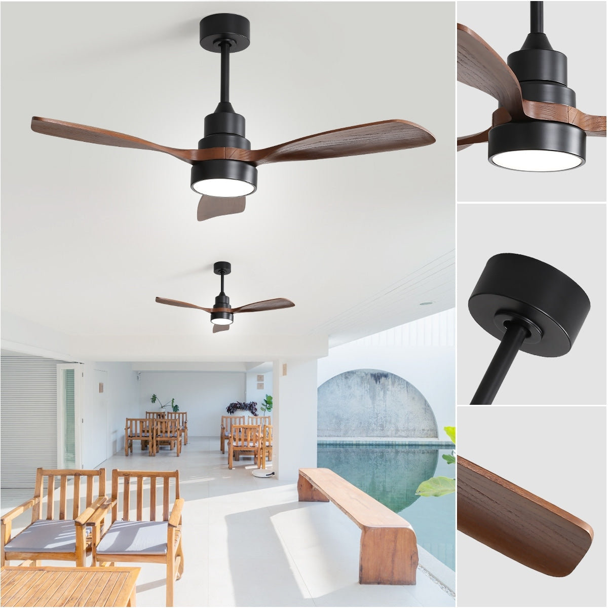 48 and 52 Integrated LED Ceiling Fan with Light and Remote, Reversible DC Motor
