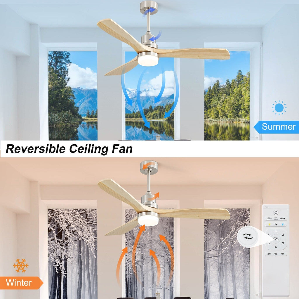 48 and 52 Integrated LED Ceiling Fan with Light and Remote, Reversible DC Motor