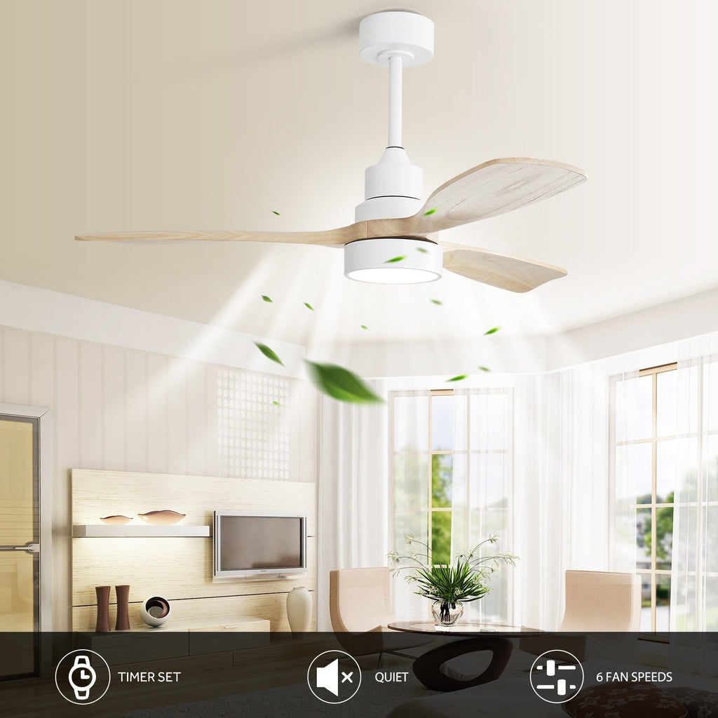 48 and 52 Integrated LED Ceiling Fan with Light and Remote, Reversible DC Motor