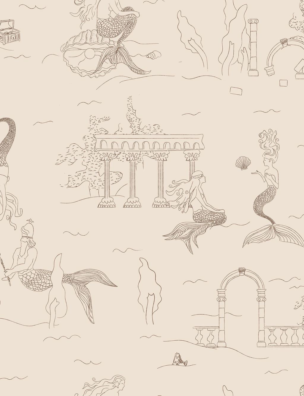 Mermaid Toile Wallpaper by Sarah Sherman Samuel
