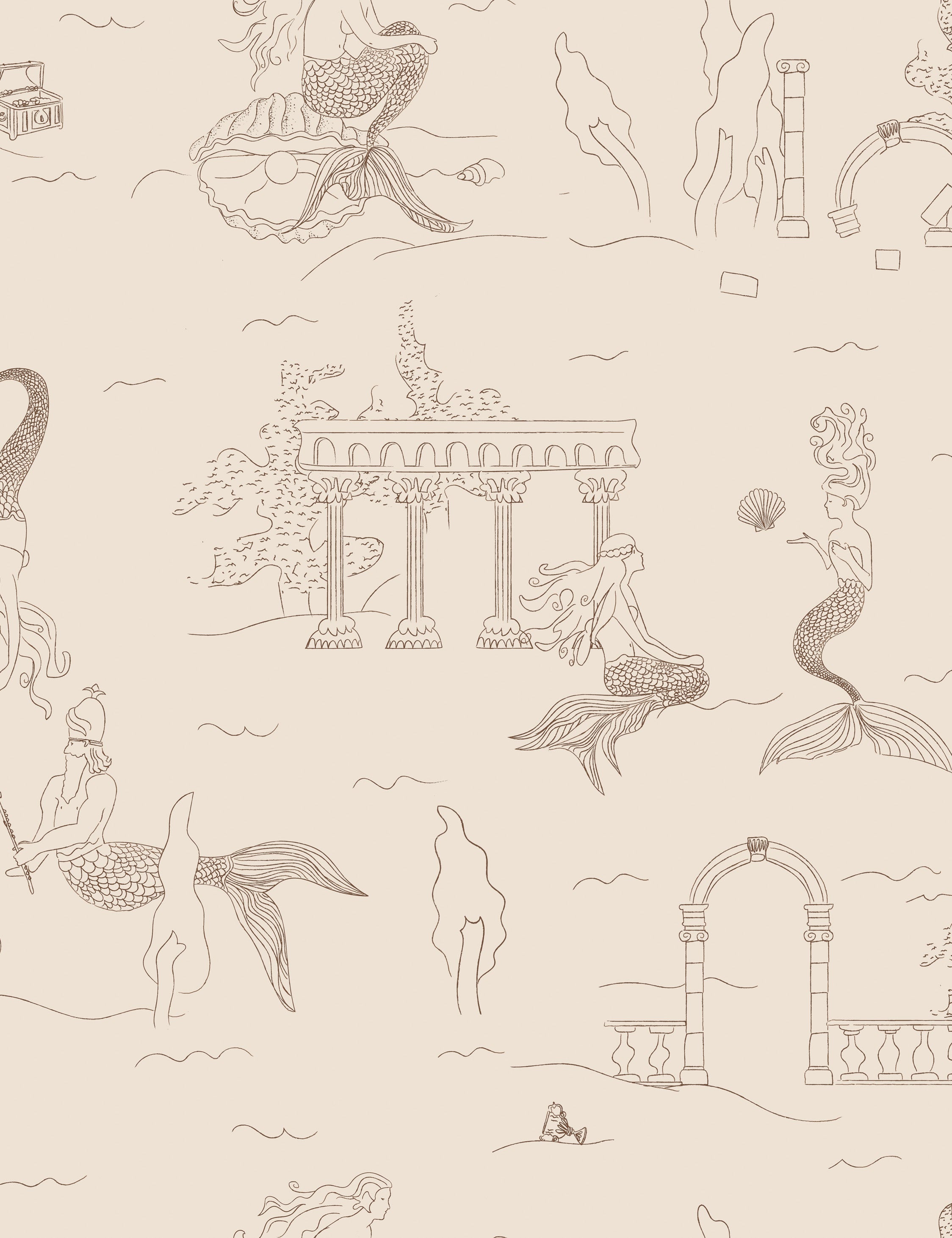 Mermaid Toile Wallpaper by Sarah Sherman Samuel