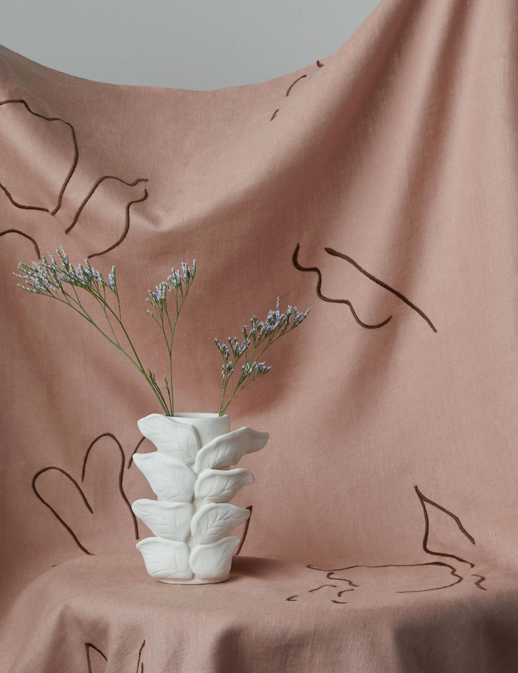 Narsi Embroidered Linen Fabric by Sarah Sherman Samuel