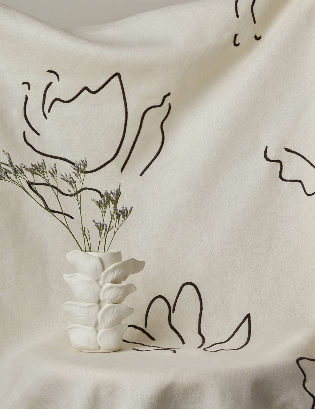 Narsi Embroidered Linen Fabric by Sarah Sherman Samuel