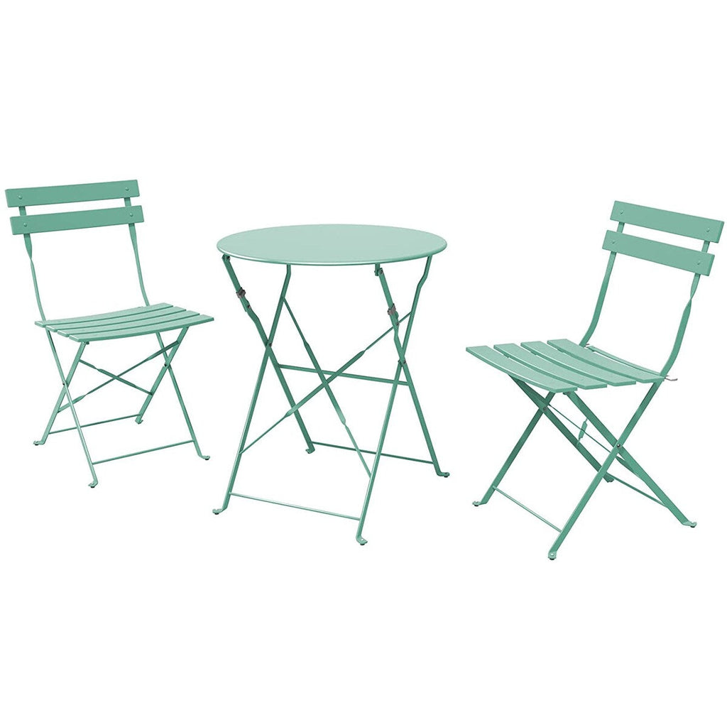 3pc Metal Folding Bistro Set, Weather-Resistant Outdoor/Indoor Conversation Set for Patio, Yard, Garden